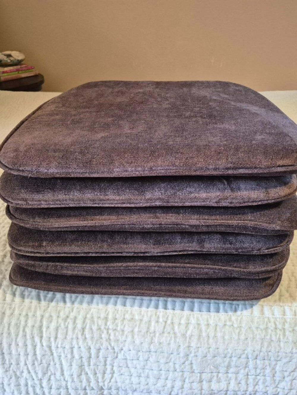 Set of 6 Brown Chair Cushions